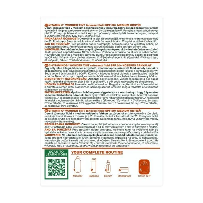 Флюїд для обличчя Garnier Vitamin C Wonder Tint SPF50 Світлий 40 мл (3600542658300) зображення 3