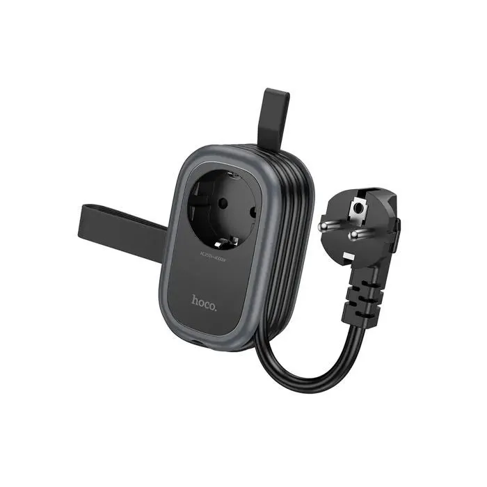 Сетевой фильтр питания HOCO NS7 1 роз, 2 USB,USB-C, 20W, 1.1м, Black (NS7B) изображение 2