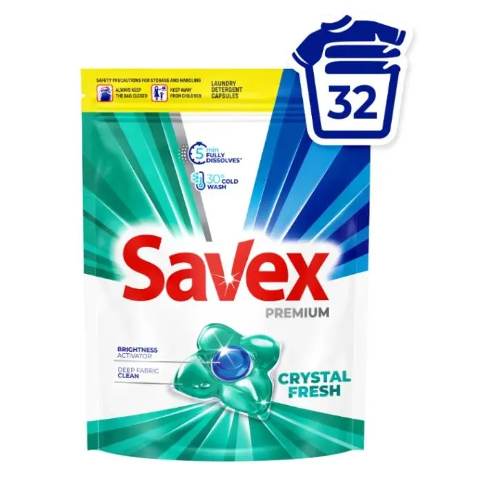 Капсулы для стирки Savex Premium Caps Crystal Fresh 32 шт. (3800024050282)