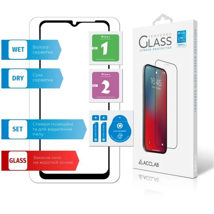 Стекло защитное ACCLAB Full Glue Samsung A04S Black (1283126544866) изображение 7