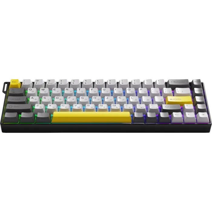 Клавиатура Ajazz AK680 V2 Ice Island Magnetic Switch USB UA Black/Gray/Yellow (AK680-V2-I-BGY) изображение 2
