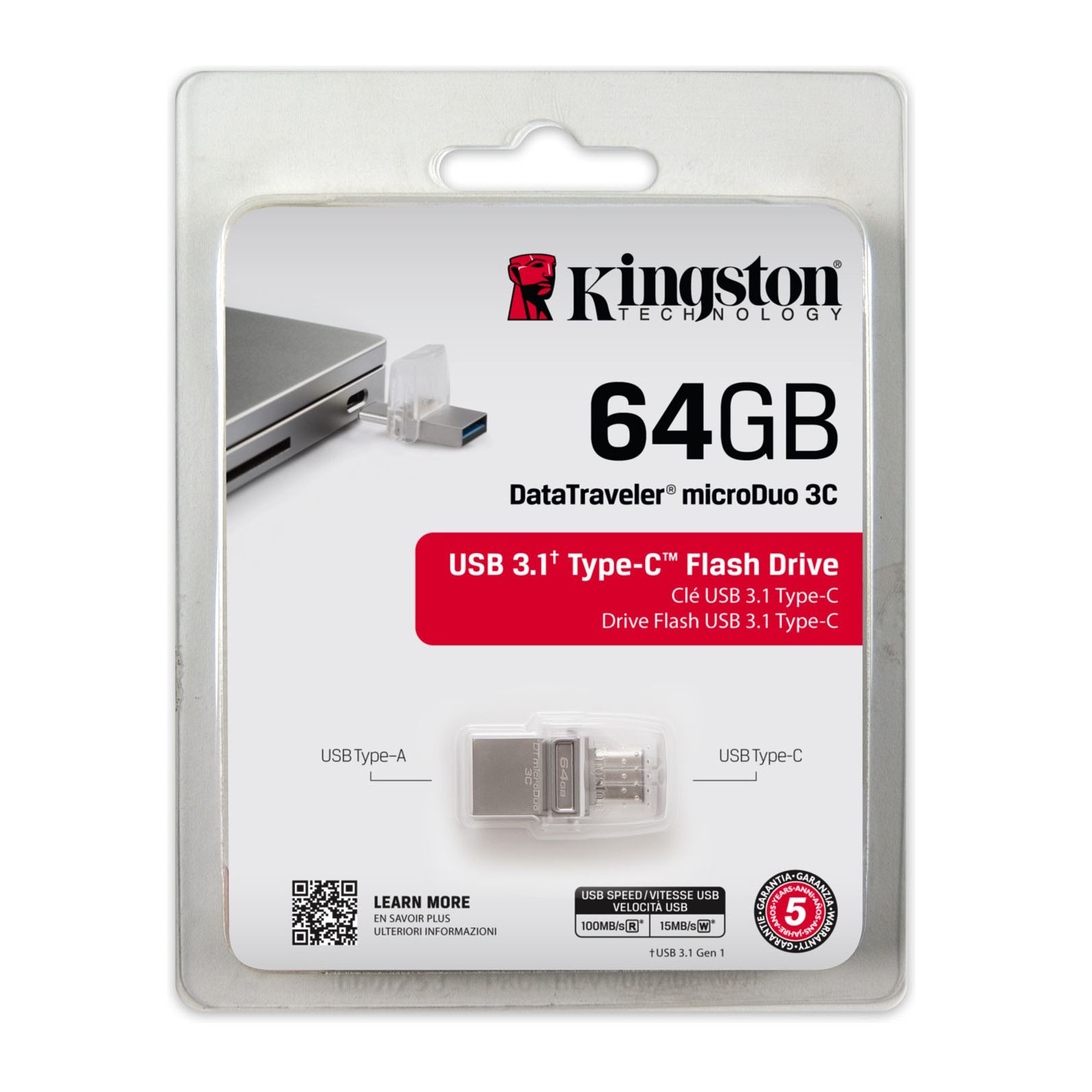USB флеш накопитель Kingston 64GB DataTraveler microDuo 3C USB 3.1 (DTDUO3C/64GB) изображение 8