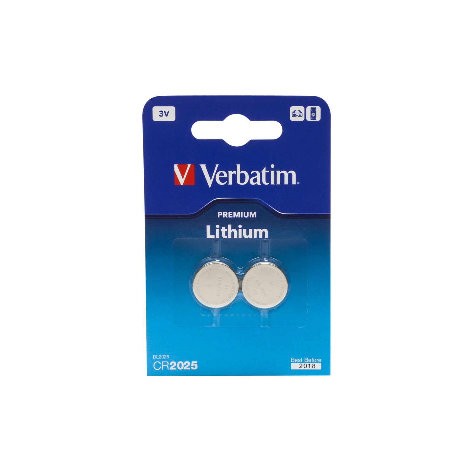 Батарейка Verbatim CR 2025 Lithium 3V * 2 (49935)