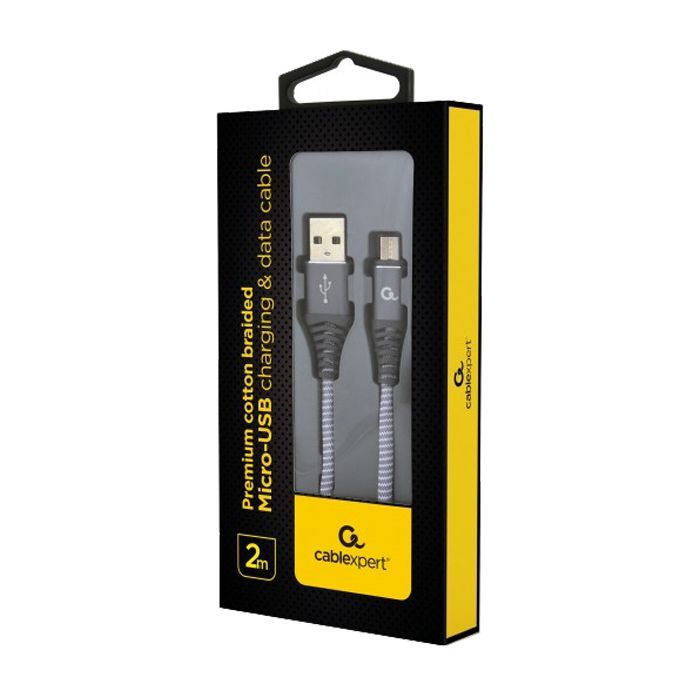 Дата кабель USB 2.0 Micro 5P to AM Cablexpert (CC-USB2B-AMmBM-2M-BW2) изображение 2