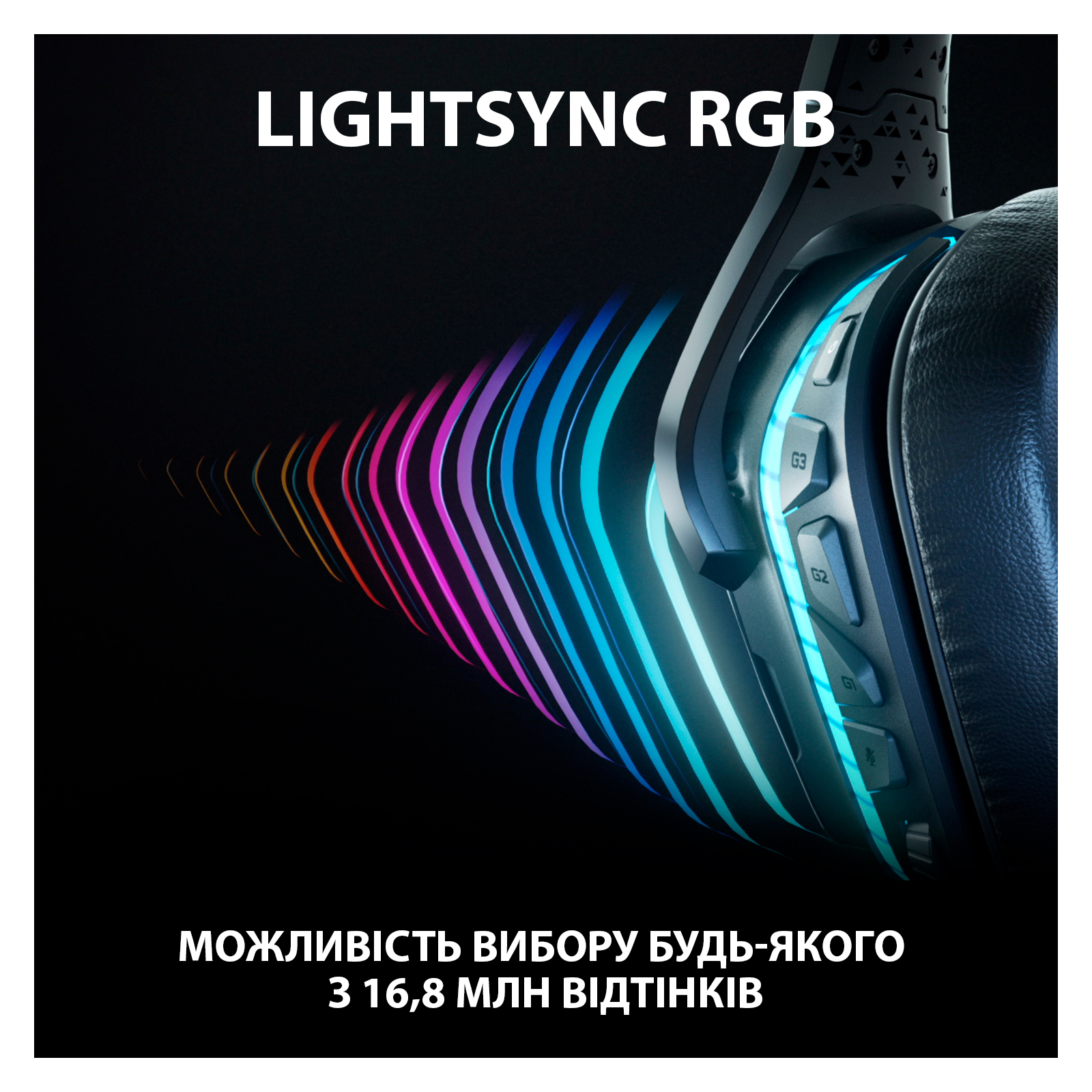 Наушники Logitech G935 Wireless 7.1 Surround Sound LIGHTSYNC Gaming Headset (981-000744) изображение 8