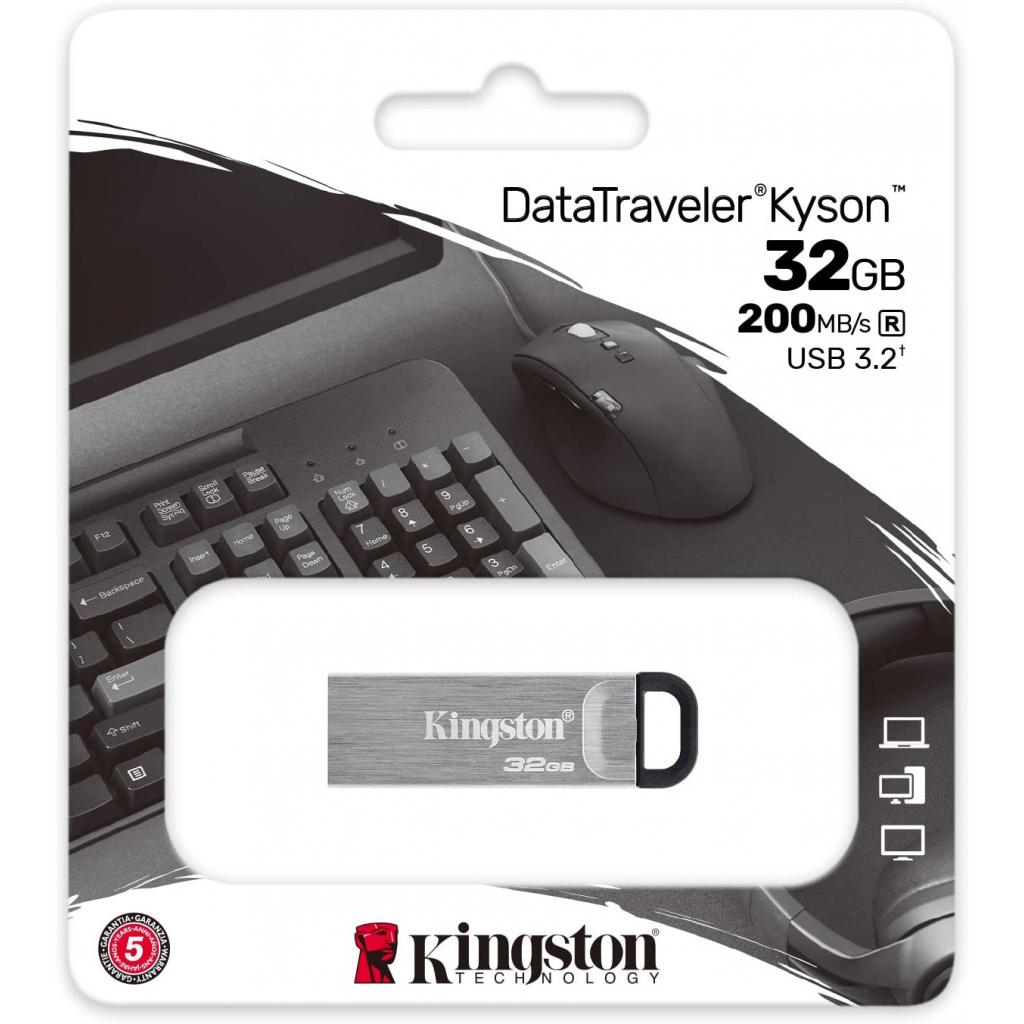 USB флеш накопитель Kingston 32GB DT Kyson Silver/Black USB 3.2 (DTKN/32GB) изображение 4