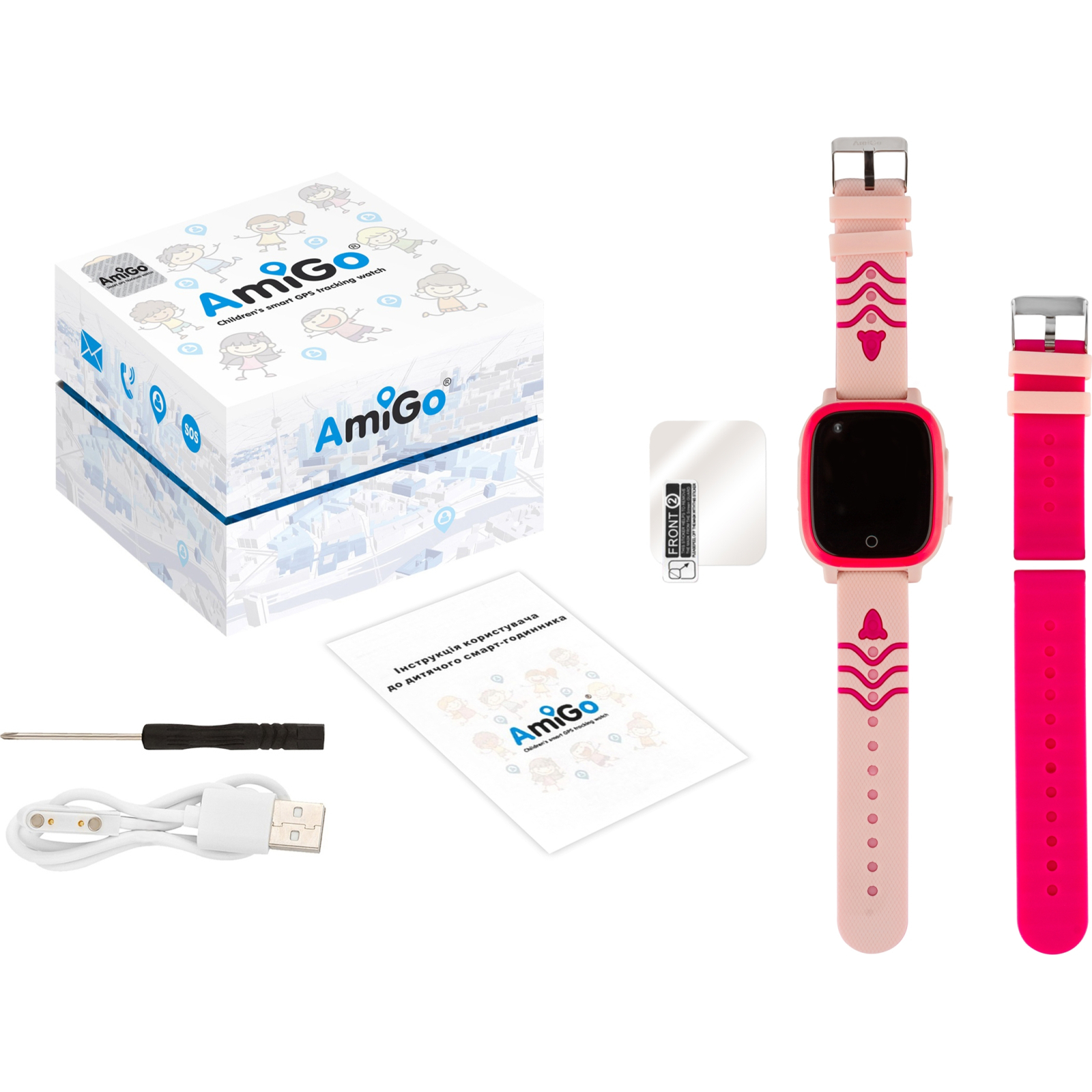 Смарт-часы Amigo GO005 4G WIFI Kids waterproof Thermometer Pink (747018) изображение 8