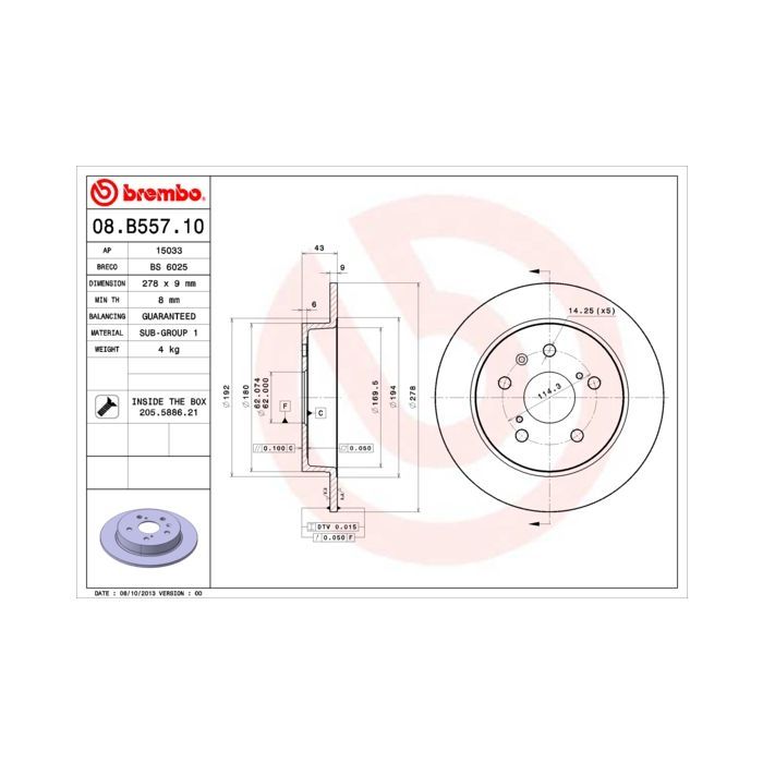 Гальмівний диск Brembo 08.B557.10