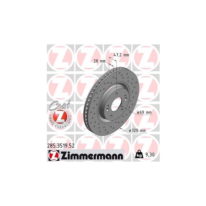 Тормозной диск ZIMMERMANN 285.3519.52