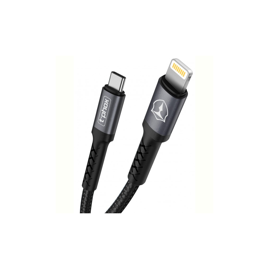 Дата кабель USB-C to Lightning 1.0m Black\Gray T-Phox (T-CL833) зображення 2
