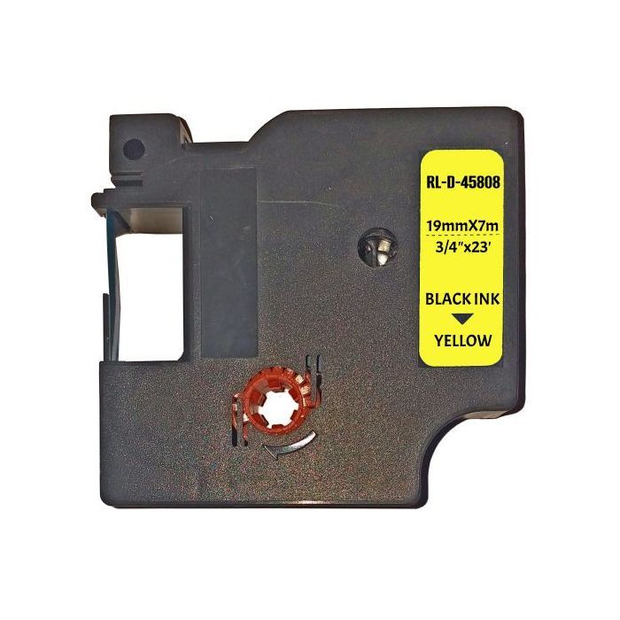 Лента для принтера этикеток UKRMARK RL-D-45808P-BK/YE, аналог DYMO S0720880, 19мм х 7м. (900306)