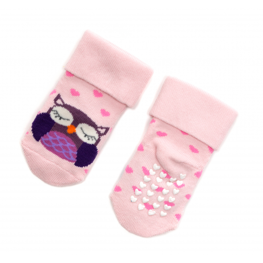Носки детские Bross махровые с совушкой (22690-1G-pink) изображение 2