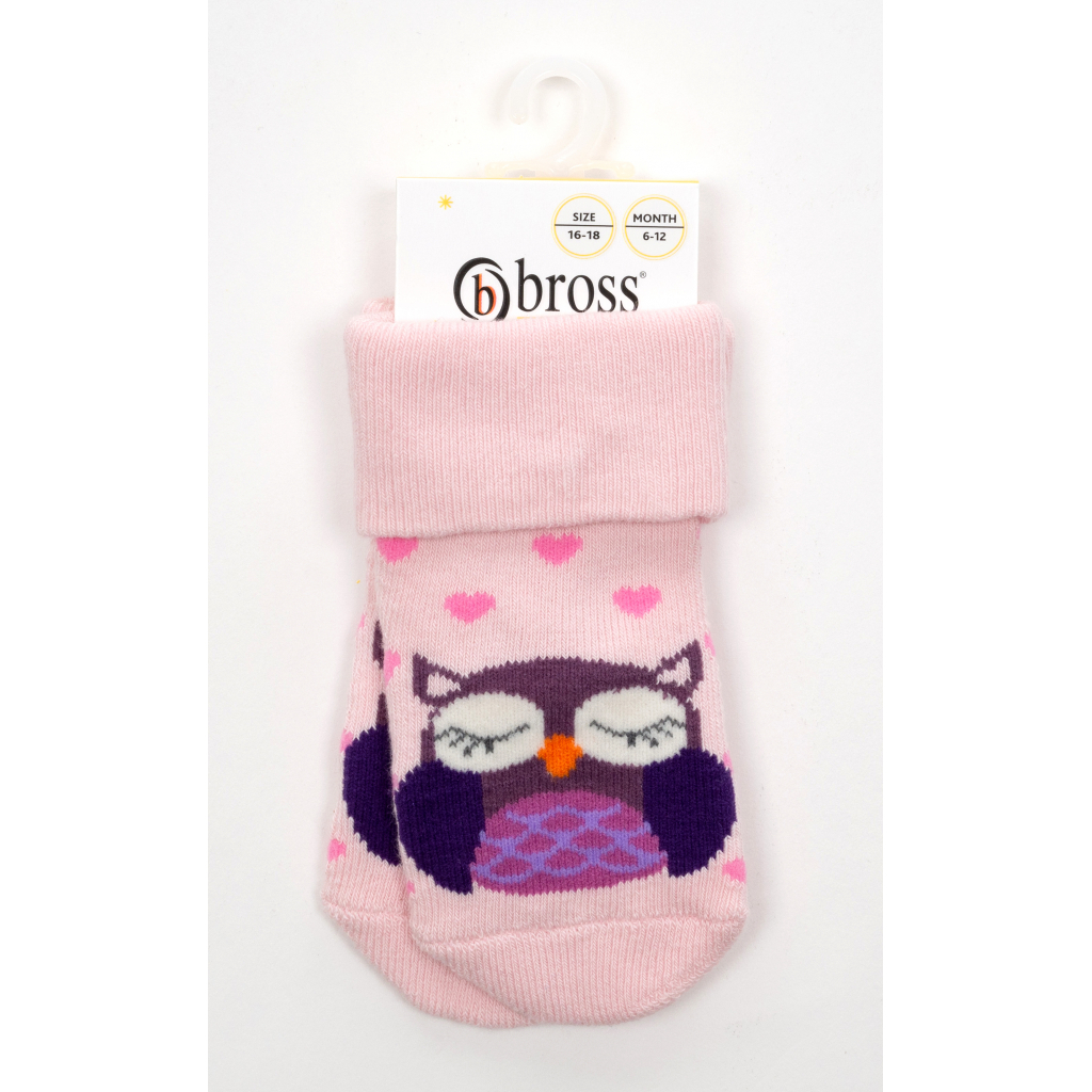 Носки детские Bross махровые с совушкой (22690-1G-pink) изображение 3