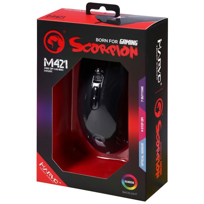 Мишка Marvo M421 Multi-LED USB Black (M421) зображення 9