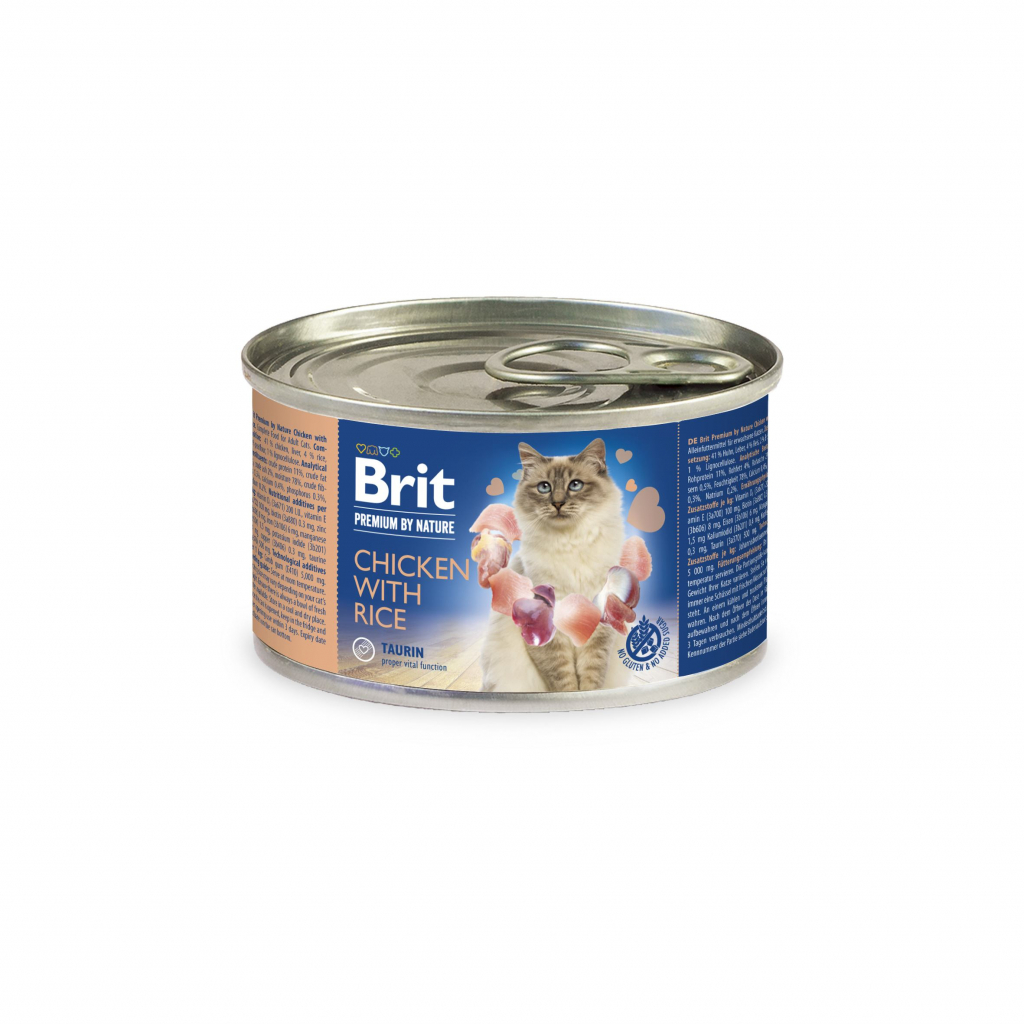 Паштет для кошек Brit Premium by Nature Cat с курицей и рисом 200 г (8595602545056)