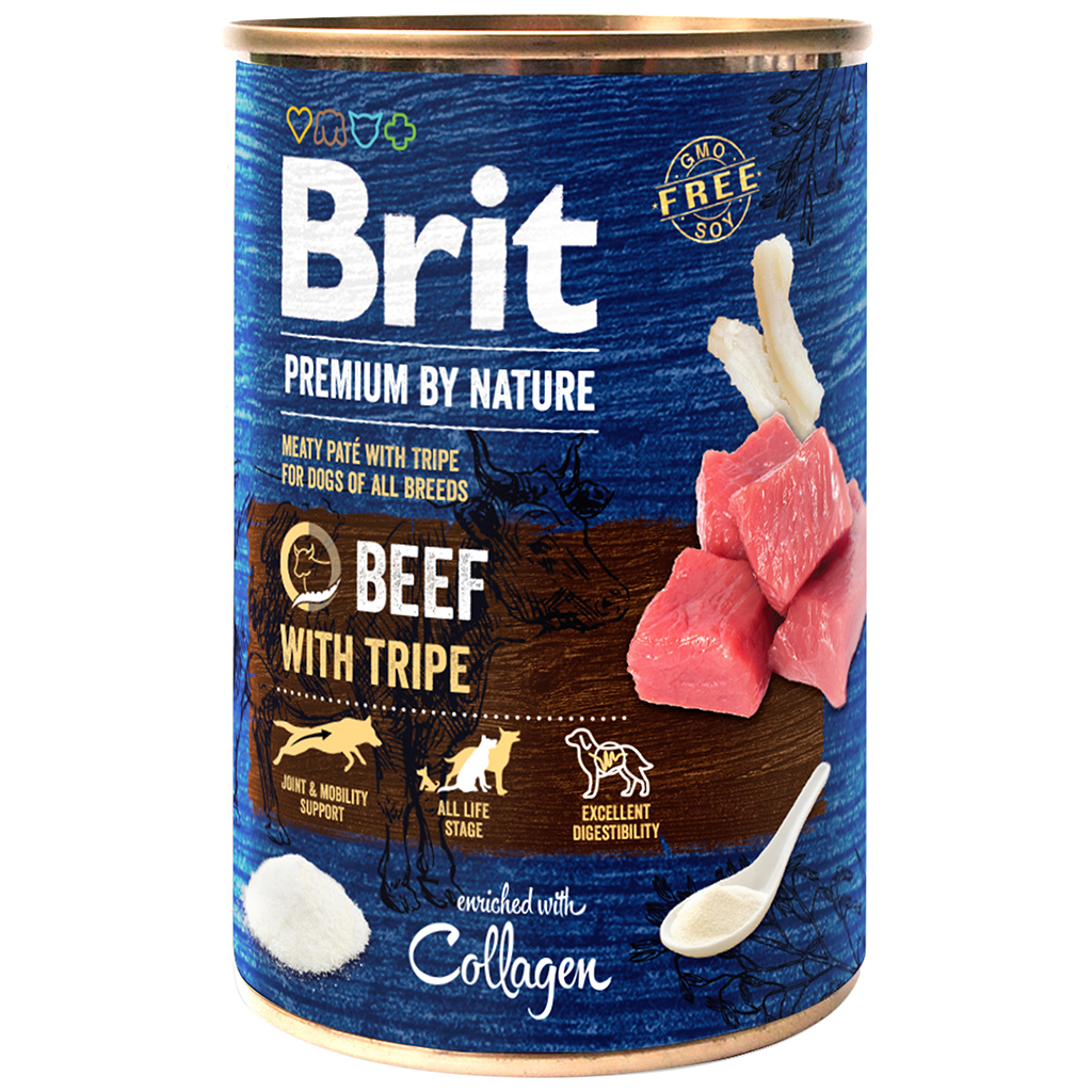 Консервы для собак Brit Premium by Nature говядина с потрохами 400 г (8595602538584)