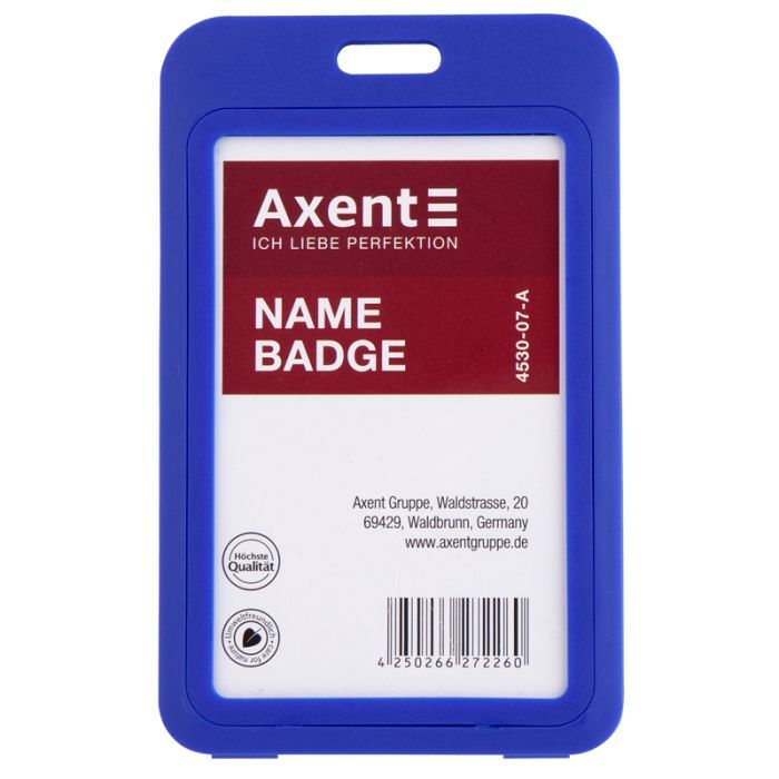 Бейдж Axent вертикальный, PP, 50х85мм, белый (4530-21-A)