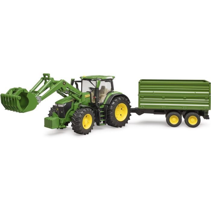 Спецтехника Bruder трактор John Deere 7R 350 с погрузчиком и прицепом (03155)