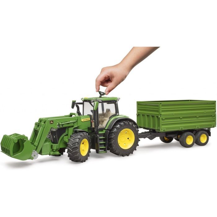 Спецтехника Bruder трактор John Deere 7R 350 с погрузчиком и прицепом (03155) изображение 2