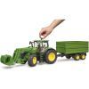 Спецтехника Bruder трактор John Deere 7R 350 с погрузчиком и прицепом (03155) изображение 2