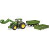Спецтехника Bruder трактор John Deere 7R 350 с погрузчиком и прицепом (03155) изображение 3