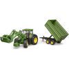 Спецтехника Bruder трактор John Deere 7R 350 с погрузчиком и прицепом (03155) изображение 5