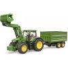 Спецтехника Bruder трактор John Deere 7R 350 с погрузчиком и прицепом (03155) изображение 6