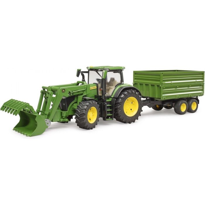 Спецтехника Bruder трактор John Deere 7R 350 с погрузчиком и прицепом (03155) изображение 7