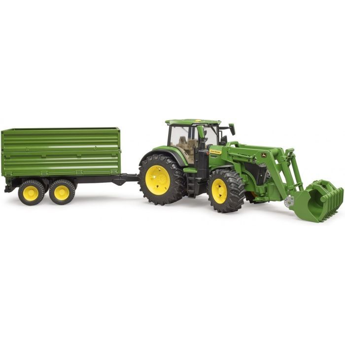 Спецтехника Bruder трактор John Deere 7R 350 с погрузчиком и прицепом (03155) изображение 8