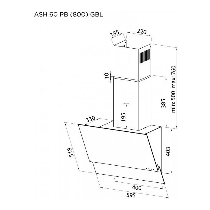 Вытяжка кухонная Pyramida ASH 60 PB (800) GIV изображение 9