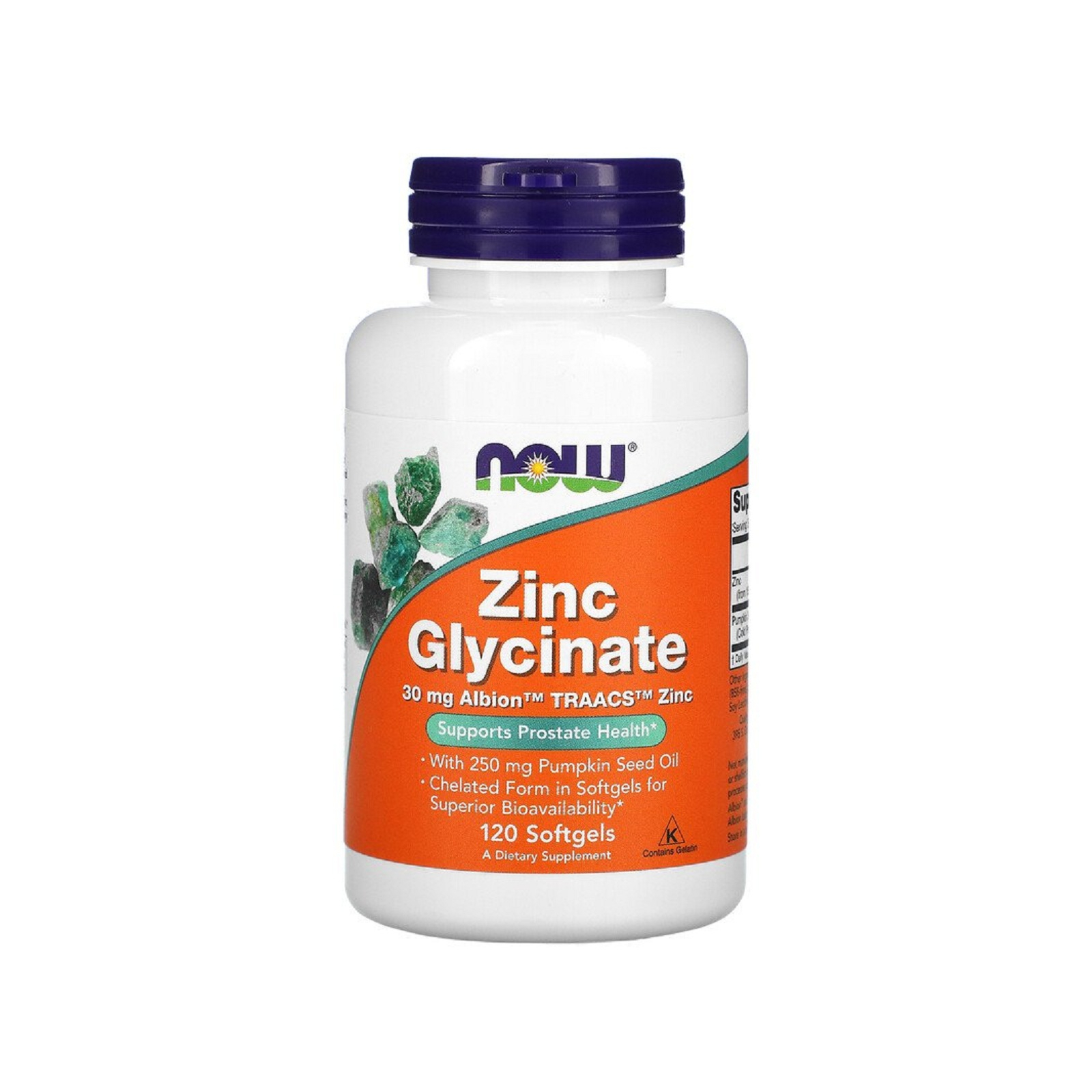 Мінерали Now Foods Гліцинат цинку, Zinc Glycinate, 120 гелевих капсул (NOW-01554)