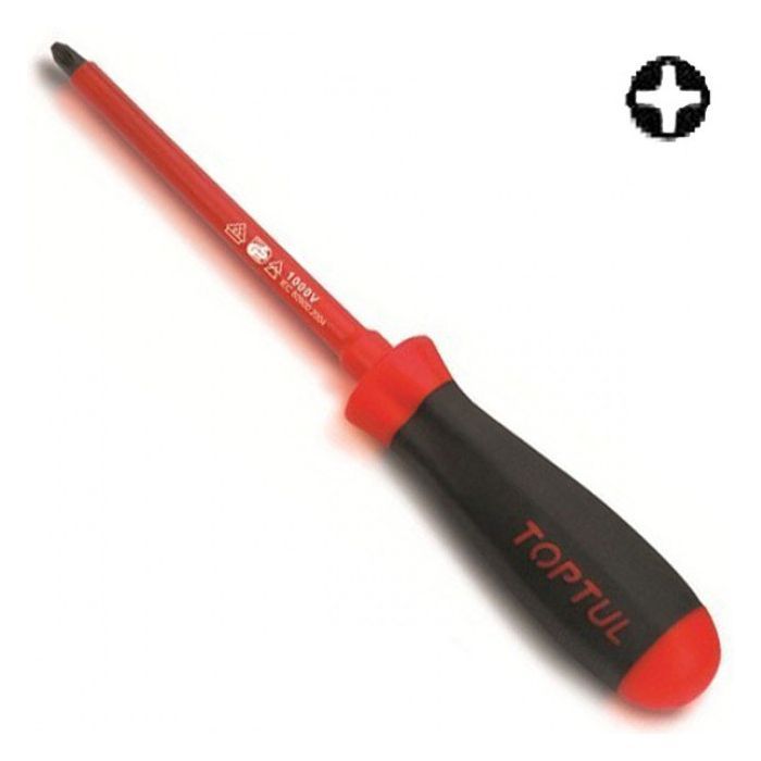 Отвертка Toptul PH1 диэлектрическая 100 мм (1000V) (FBEB0110)