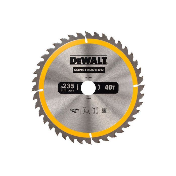 Диск пильный DeWALT СONSTRUCTION , 235 х 30 мм, 40 z, АТВ, 10 градусов (DT1955)