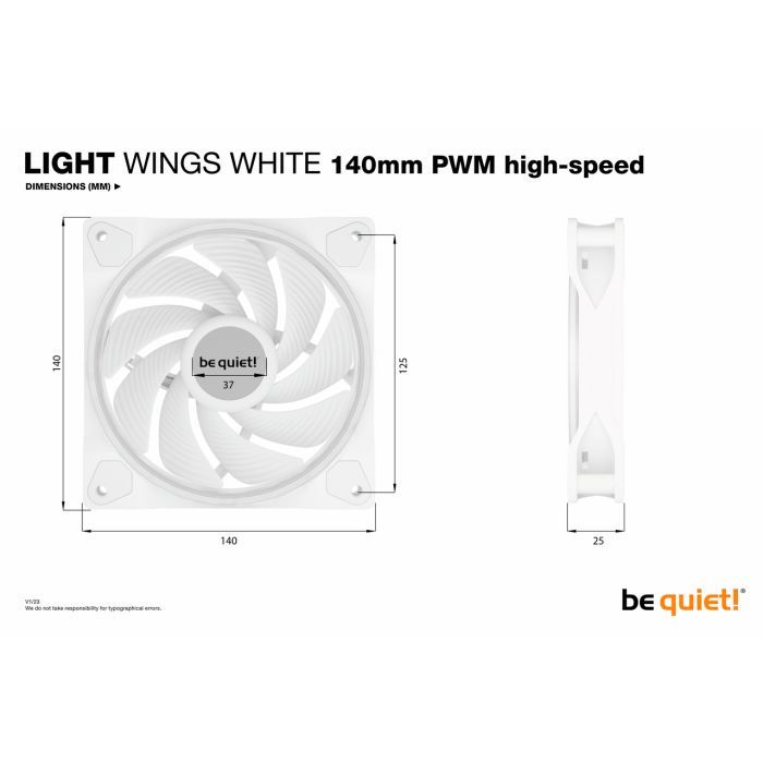 Кулер для корпуса Be quiet! Light Wings White 140mm PWM high-speed (BL103) изображение 7