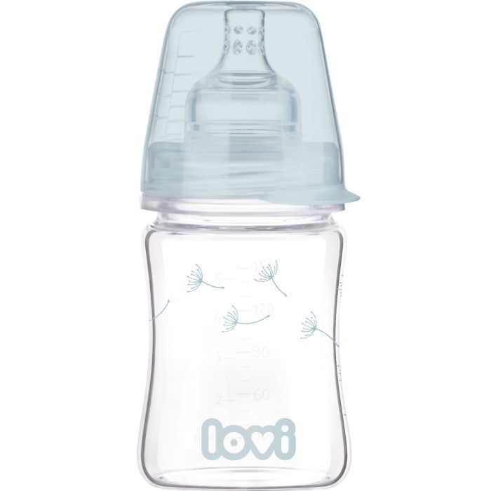 Бутылочка для кормления Lovi Diamond Glass Botanic стеклянная 150 мл Светло-синяя (74/105)