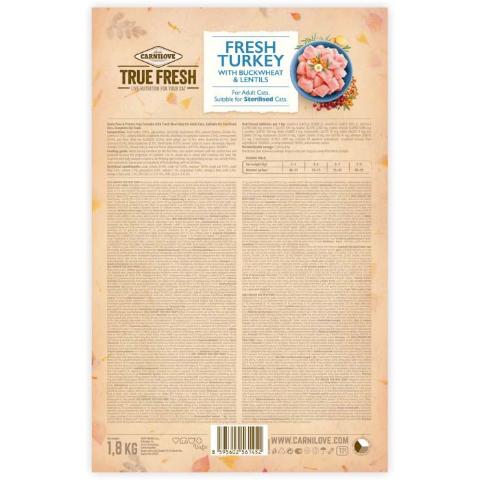 Сухой корм для кошек Carnilove True Fresh Cat Turkey 1.8 кг (8595602561452) изображение 2