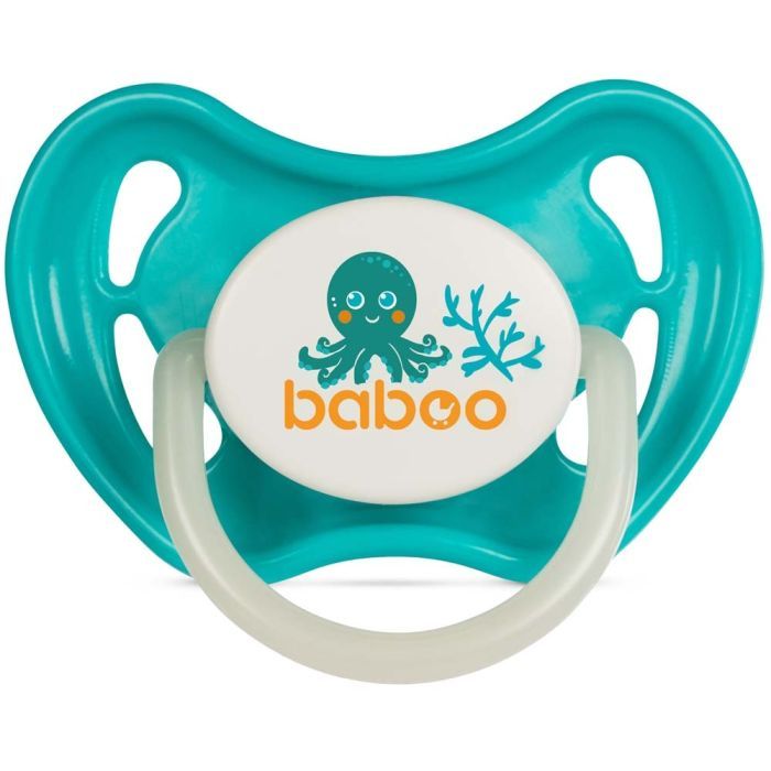 Пустышка Baboo Sea Life латексная, светящаяся в темноте, 0+ (бирюзовая) (5-043)