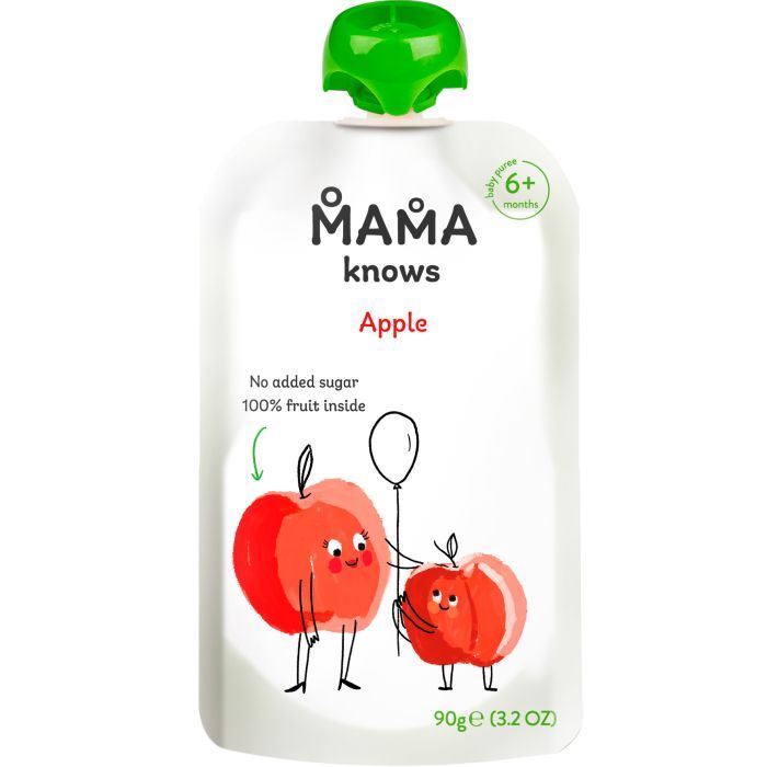 Детское пюре Mama knows Яблоко без сахара 90 г (4820016254657)