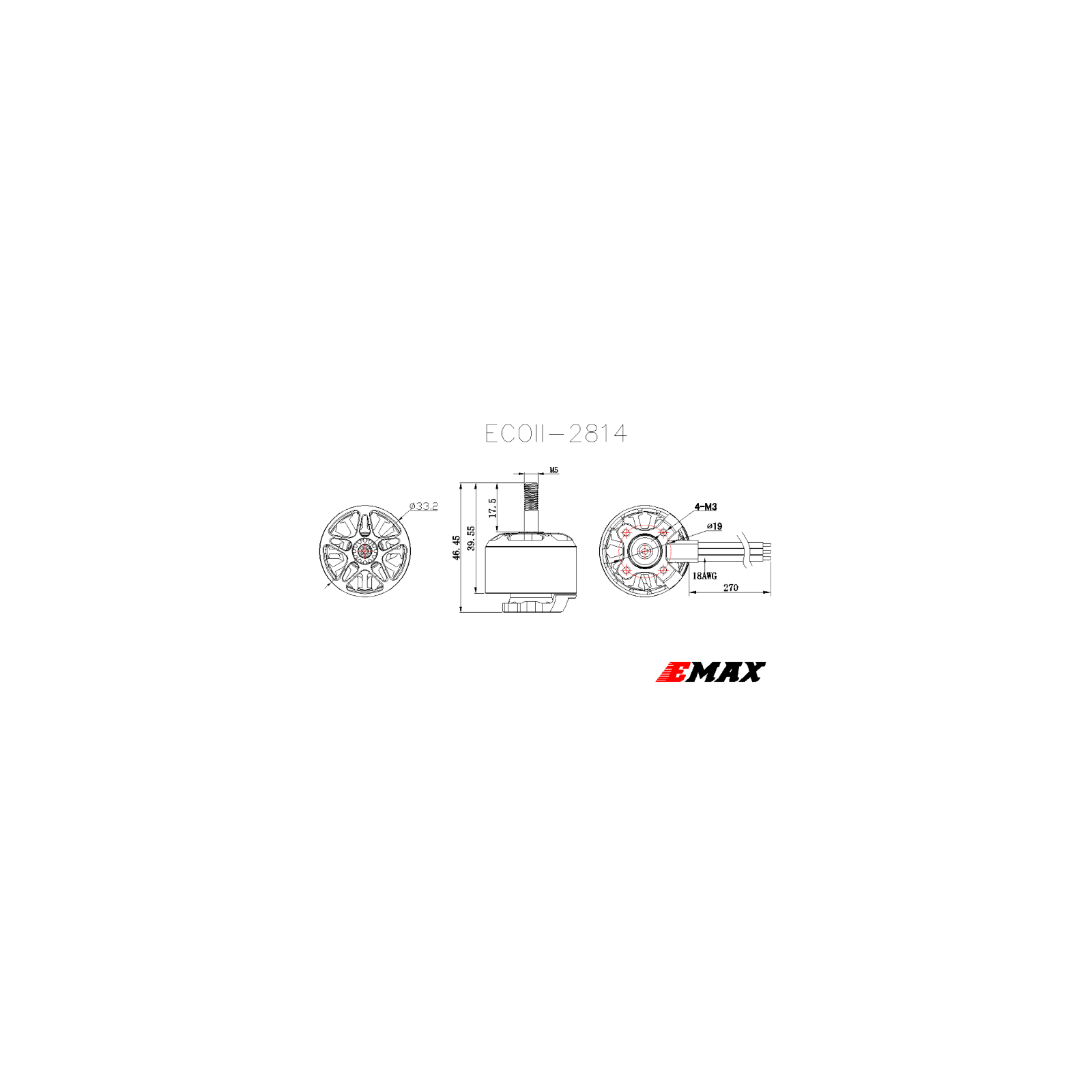 Двигатель для дрона Emax ECO II 2814 830KV (0101096041) изображение 8