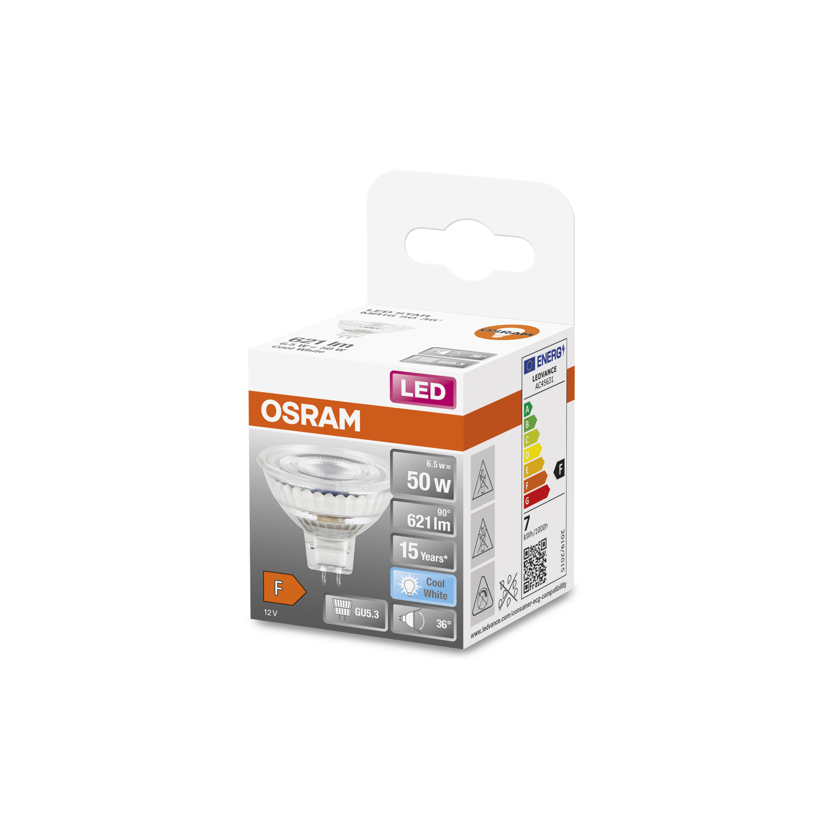 Лампочка Osram LED MR16 50 36 8W/840 12V GU5.3 (4058075433786) зображення 4