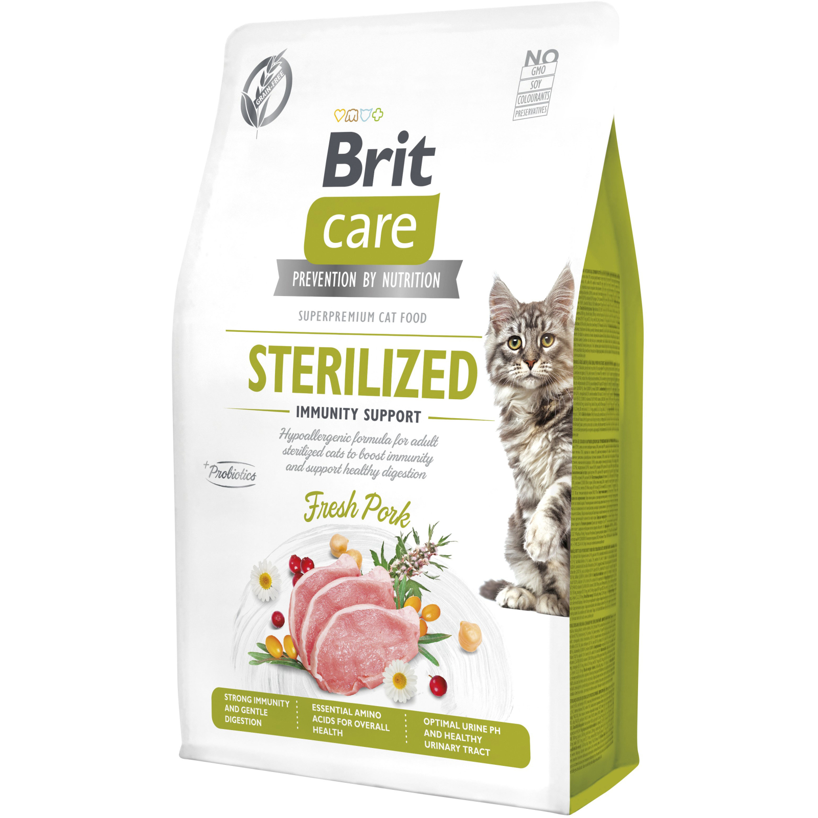 Сухий корм для кішок Brit Care Cat GF Sterilized Immunity Support зі свининою 7 кг (8595602565085)