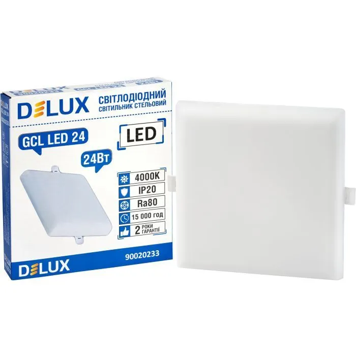 Светильник Delux GCL LED 24 4000К 24Вт 230В SQUARE (90020233) изображение 2