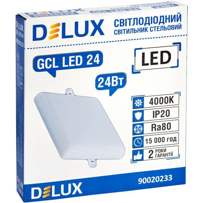 Светильник Delux GCL LED 24 4000К 24Вт 230В SQUARE (90020233) изображение 3