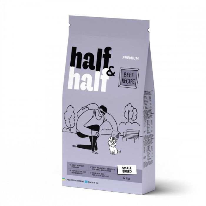 Сухий корм для собак Half&Half для маленьких порід з яловичиною 12 кг (4820261920734)