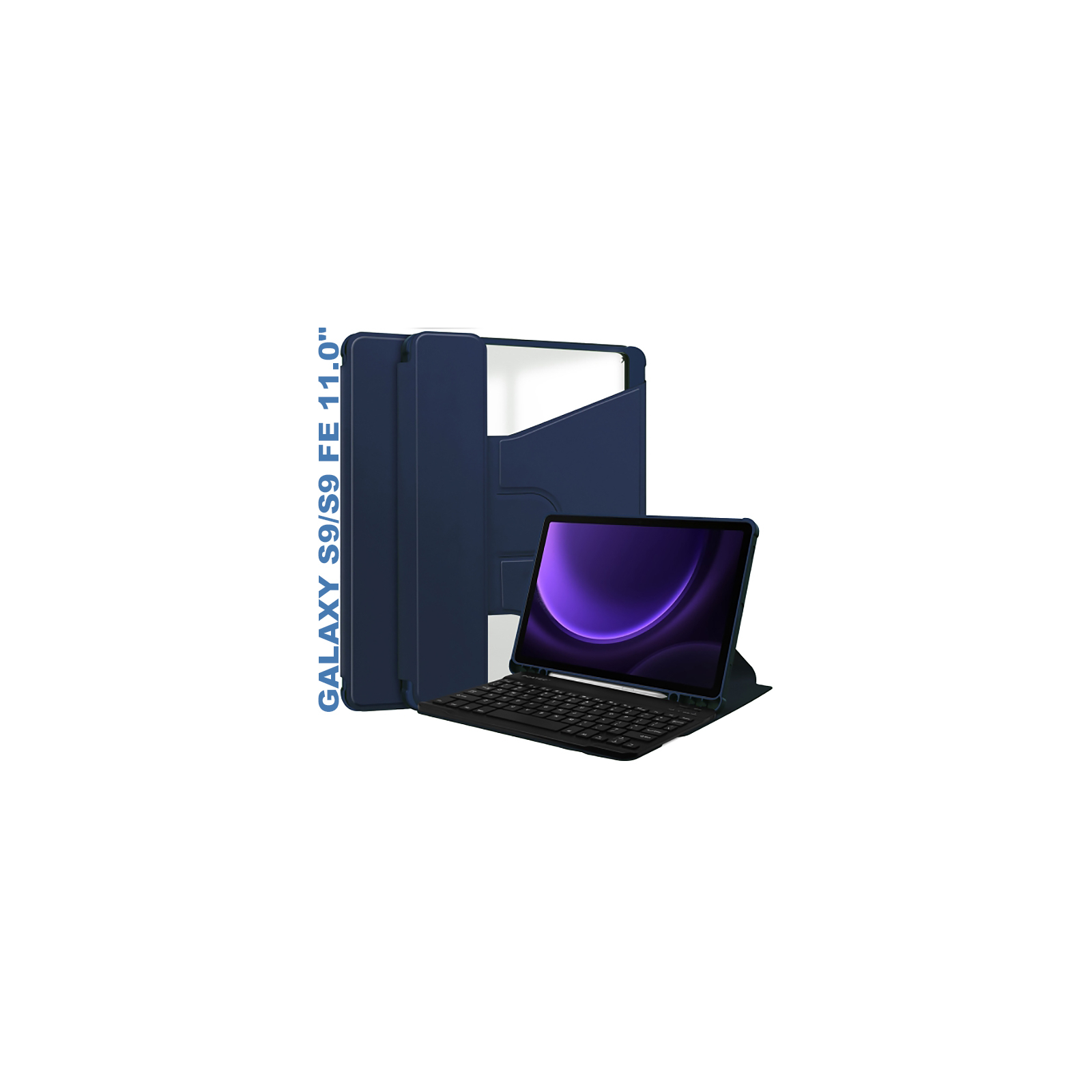Чохол до планшета BeCover Keyboard 360° Rotatable Samsung Tab S9 (SM-X710/SM-X716)/S9 FE (SM-X510/SM-X516B) 11.0" Deep Blu (710427)