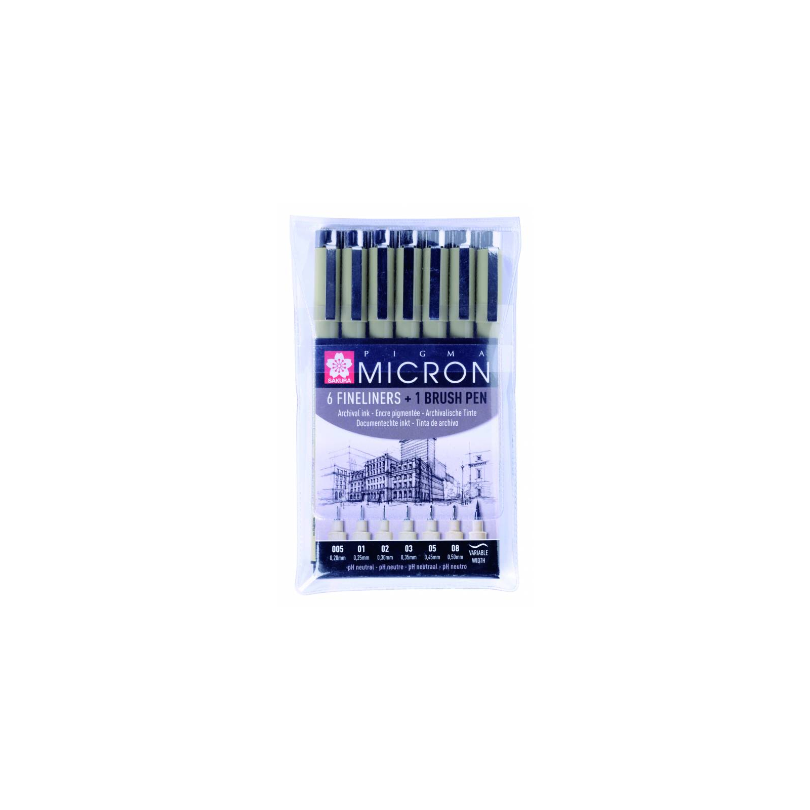 Лайнер Sakura Набір Pigma Micron 6 шт, + Pigma Brush + PIGMA Micron PN в подарунок (8712079397975) зображення 2