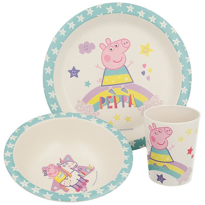 Набор детской посуды Stor Peppa Pig - Magical Bamboo 3 Pcs Set With Rim (Stor-01385)