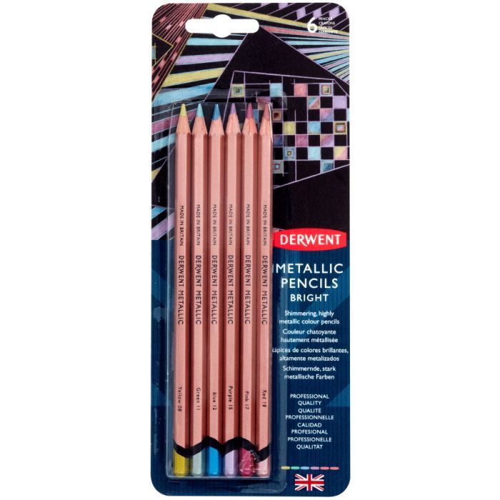 Карандаши цветные Derwent Metallic COLOURS, 6 цветов (5028252598613)