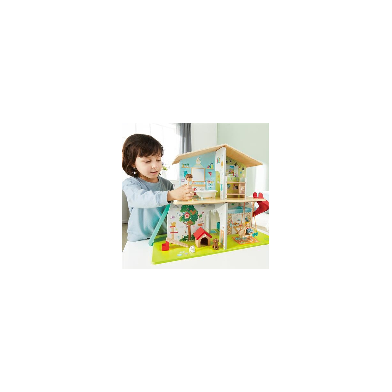 Ігровий набір Hape Ляльковий будинок з гіркою, меблями та аксесуарами (E3411) зображення 6
