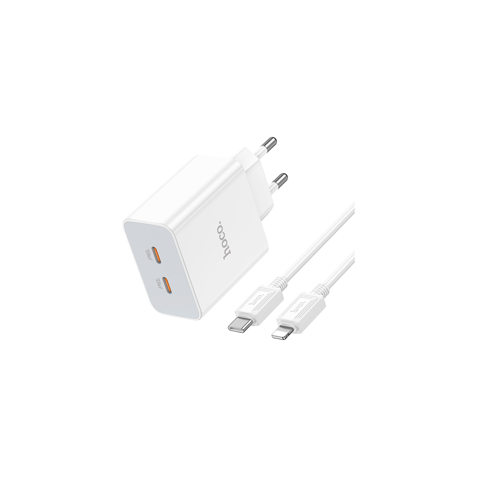 Зарядний пристрій HOCO C108A charger set (C to iP) White (6931474784445) зображення 3